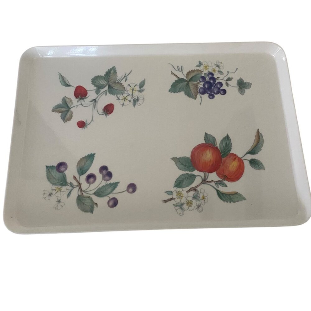 Monza R2S Italy Rectangular Melamine Serving Tray Fruit Floral‎ MCM 17.5X12